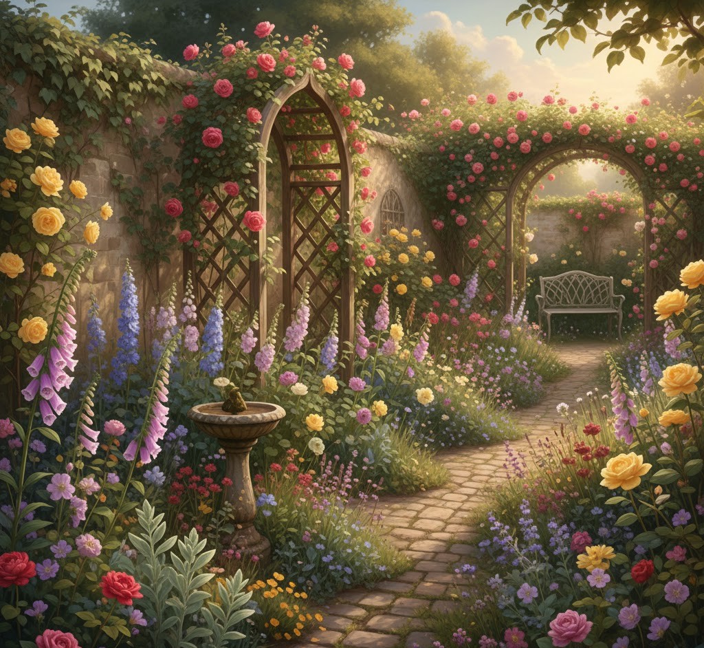 English cottage garden theme