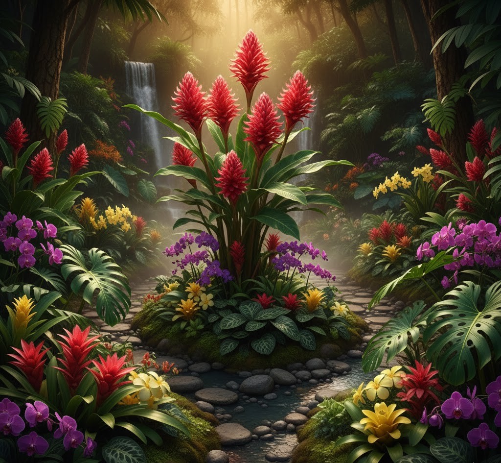 Tropical paradise garden theme